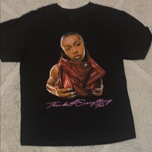 Black Graphic T-Shirt with Red and Purple Design